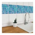 K&L Wall Art Fliesenaufkleber selbstklebend Klebefliese Sticker Glas Mosaik Candy Optik blau 15 cm x 15 cm