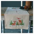 Vervaco Stickpackung Kreuzstich Set Vorgedruckt Tischläufer Hirsch Stickdecken Vorgezeichnet DIY Basteln Erwachsene Kreativ Stickläufer zum Selbersticken 40 x 100 cm Stickset