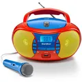 RR 5026, Radio rot/mehrfarbig, Tragbarer CD-Player mi UKW-Radio und Mikrofon für Kinder