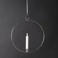 Dekoring mit LED Kerze Flamme - mit Aufhänger - D: 28,5cm - Timer - Batterie (silber)