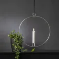 Dekoring LED Kerze Fensterdeko z. Hängen Metallring Timer Batterie 28,5cm silber