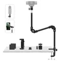 KDD Kamera Halterung Tisch Magic Arm, 55,1cm Webcam Halterung 360° Tischstativ mit Handyhalter für Projektor Ringlicht Logitech C922 C930e C920 C925e C615 4K GoPro Hero Blue Yeti(1/4" 5/8" Gewinde)