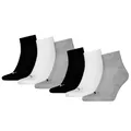 PUMA Unisex Quartersocken 6 Paar aus Baumwollmix, kurze Socken für Damen und Herren, Größe 47-49 in Grau Weiß Schwarz