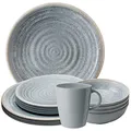 Camping Melamin-Geschirr Set 16-teilig Teller & Kaffee-Tassen - Unzerbrechlich für Wohnmobil, Wohnwagen, Bulli & Camper - Spülmaschinenfest & Kompakt - Retro, Boho | SUNDREAM Mirage