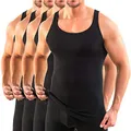 HERMKO 3000 4er Pack Herren Tank Top - 100% Bio-Baumwolle, Unterhemd in Feinripp - Strapazierfähig & Hautfreundlich, Größe:D 5 = EU M, Farbe:schwarz