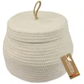 HMF Aufbewahrungskorb Badezimmer rund, Korb mit Deckel aus Baumwolle | Hoch | 25,5 x 19 cm | Creme