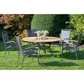 HARTMAN Provence / Raffaelo Garten-Essgruppe, xerix/anthrazit, Alu/Teakholz, 5 Stapelsessel, Ø150cm, inkl. Eiskühler