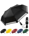 Chakipee Regenschirm Sturmfest Taschenschirm mit Reflexstreifen Schwarz Umbrella Kompakter Reise Winddichter Automatik Auf und Zu Doppelt Belüftetes Vordach 8 Rippen für Herren Damen Kinder