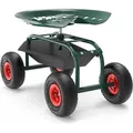 Wiltec - Gartenwagen Mit Ablagefläche Bis 150kg Gartenhocker Mit Reifen Gartentrolley Für Gartenarbeit Werkstattwagen Rollwagen Arbeitssitz Gartensitz Fahrbar