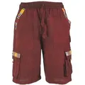 Guru-Shop Relaxhose Ethno Yogashorts im Goastyle - weinrot Hippie, Ethno Style, alternative Bekleidung rot S