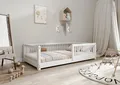 TIMBEE - Alfi - Kinderbett 70x140 cm - Bett Weiß - Einzelbett für Kinder mit Lattenrost und Rausfallschutz Abnehmbar - Belastbar bis 100 kg - aus Kiefernholz Klasse 1