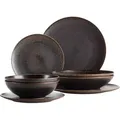 Mäser Kombiservice Powerful, Braun, Schwarz, Keramik, 8-teilig, 700 ml, lebensmittelecht, stapelbar, Essen & Trinken, Geschirr, Geschirr-Sets, Kombiservice