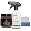 CREVIVE Lederreiniger 250 ml & Leder Reparatur Set Braun 300 ml - Lederpflege Auto - Lederreparatur Sofa - Autositz Reparatur