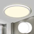 LQWELL® Deckenleuchte LED Deckenlampe, IP44 Wasserfest Badlampe Rund Flach 18W 4000K 1600LM Modern Schlicht Lampe Dünn für Wohnzimmer Badezimmer Schlafzimmer Küche Balkon Keller Büro, 220 * 24mm