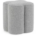 Pouf Cointa aus Boucle-Stoff, rund und gepolstert, modernes Design, grau, von Bizzotto