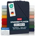 Blumtal® 2er Set Spannbettlaken 140x200x30cm aus Microfaser - Oekotex zertifiziertes Bettlaken Spannbettlaken in Dark Ocean Blue - Blau