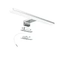 Aogled Led Spiegelleuchte Badezimmer 30 cm 5W 500LM 230V Neutralweiß 4000K,Edelstahl Class II Slim Bad Spiegelleuchte,Klemmplatte am Spiegel/Schrank/Wandbeleuchtung 300mm