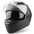 VINZ Kennet Integralhelm mit Sonnenblende | Motorrad Helm Vollvisierhelm Mopedhelm ECE 22.06 | Motorradhelm Full-Face Helme | für Damen & Herren |... - Schwarz