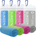 Sukeen Kühlendes Handtuch Kühltuch Kühlhandtücher für Hals und Gesicht 100 x 30 cm Mikrofaser Sporthandtuch Fitness Handtuch Cooling Towel für Camping Wandern Golf Reisen Himmelblau