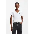 HUGO T-Shirt Classic V mit Logo, V-Ausschnitt weiß L (40)