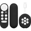 kwmobile 2x Hülle für Fernbedienung und Streaming Gerät kompatibel mit Google Chromecast 2020 4K (not for New-Generation) - Silikon Case Set fü... - Schwarz