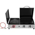 Royal Gourmet - 3 Brenner Gasgrill, 3 in 1 Tischgrill mit Grillen, Braten, Kochen, Campinggrill mit Klappbare Seitenablage, Tragbarer Picknickgrill