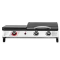 Royal Gourmet Gasgrill 3-Brenner Gasgrill, 3-in-1 Tischgrill für Grillen, Braten und Kochen, Tragbarer Campinggrill mit Klapp-Seitenablage und 8,5 kW Leistung