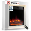 KAMINIO Elektrokamin MATTI - Elektrischer Standkamin mit Heizung, 3D-Flammeneffekt, LED-Ambientelicht, Fernbedienung - 32 Zoll, Weiß