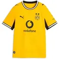 PUMA Fußballtrikot BVB HOME JERSEY REPLICA JR für Jugendliche, mit Print-Applikationen, atmungsaktiv gelb 176 EU