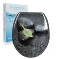 sanicomfort WC-Sitz, Duroplast, mit Absenkautomatik, Toilettensitz passend für alle handelsüblichen WC-Becken (wet Stone)