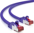 deleyCON 0,5m CAT6 Patchkabel S/FTP PIMF Schirmung CAT-6 RJ45 Netzwerkkabel Ethernetkabel LAN DSL Switch Router Modem Access Point Patchfelder - Violett / Lila