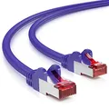 deleyCON 0,5m Netzwerkkabel Cat6-1000 Mbit (Kupfer, S/FTP, Halogenfrei) RJ45 Gigabit Patchkabel Ethernet LAN Kabel Cable - für DSL Internet WLAN Switch Router Modem Patchpanel POE - Violett/Lila