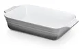 KHG Auflaufform mittelgroß 34 cm mit 1,75 Liter in Grau für 3-4 Personen | Ofenform aus Keramik Steingut rechteckig & kratzfest | Backform für Lasagne Tiramisu Aufläufe & mehr
