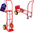 Multifunktions-Stahlrohr-Sackkarre/Transportwagen mit Standardschaufel & pannensichere Vollgummibereifung | Traglast 200kg | HxBxT 133x55x46cm | Rot
