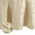 Home Fashions Elegant Woven Leaves Jacquard Damask Tablecloth, 70" Round, Taupe