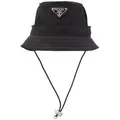 PRADA Hundekleid Hunde Kappe Bucket Fischerhut Hundehut mit Logo, Kordelzug mit Metallverschluss für sicheren Halt schwarz S