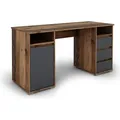 byLIVING Schreibtisch Lobo, in Old Wood und anthrazit, mit 3 Schubkästen und 1 Tür, Breite 138 cm - Braun/Schwarz