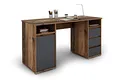 byLIVING Lobo 02 Schreibtisch mit robuster Melamin Oberfläche in Old Style Optik mit anthrazit, 3 Schubläden sowie 1 Tür für mehr Stauraum, Holzwerkstoff Spanplatte, braun, B 138, H 75, T 55 cm