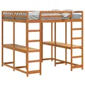 vidaXL Hochbett mit Schreibtisch & Leiter Braun 160x200 cm Kiefernholz