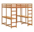 vidaXL Bett Hochbett mit Schreibtisch & Leiter Braun 160x200 cm Kiefernholz