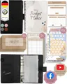 BeginnerBudget® Budget Planner Deutsch - Starterset mit Sparchallenge + Budgetplaner (144 Seiten) - Sparen mit Umschlagmethode + Anleitung Ringbuch, Binder A6 Glattleder, vegan (Schwarz)