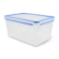 EMSA Clip & Close Frischhaltedose, rechteckig, 8 L, mit Deckel, Aufbewahrungsbox, 100 Prozent dicht, spülmaschinen-, gefrier-, mikrowellenfest, Transparent, Blau, Made in Germany, 508548