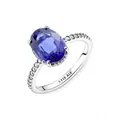 PANDORA Ring Timeless "funkelnder Stein" silber, blauer Kristall, Zirkonia 190056C01 48