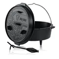 BBQ-Toro Ultimate Dutch Oven mit PRO3+ Beschichtung | 7,3 Liter (DO6U), Topf mit Füßen | bereits eingebrannt - preseasoned mit PRO3+ Verfahren | Gusseisen Kochtopf | Bräter mit Deckelheber