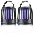 Exbuster Mückenvernichter: 2er Pack 2in1-UV-Insektenvernichter und Camping-Laterne mit Akku, USB (Mücken-Lampe, Insektenvernichter mit LED-Lampen, Anti)