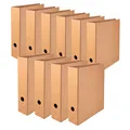 Original Falken 10er Pack Vegan-Ordner Pure Nature. Made in Germany. 8 cm breit DIN A4 Braun Aktenordner Briefordner Büroordner Pappordner Schlitzordner