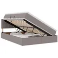 vidaXL Aufbewahrungsbett mit Matratze Taupe 120 x 200 cm Holzwerkstoff