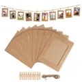 Luxoraiova 10 Stück Fotogirlande Fotoleine mit Klammern DIY Kraftpapier Bilderrahmen 11.5x15.5 cm Hängende Wanddekoration Fotorahmen aus Pappe für Geburtstag Hochzeit Party Jubiläum Deko Foto Banner