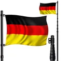 KESSER Teleskop Fahnenmast Aluminium 6,30m Bodenhülse 60cm inkl Deutschlandfahne Höhenverstellbar Flaggenmast Mast Deutschland Flagge Alu