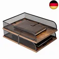Briefablage aus Holz und Metall, Vintage-Design, Schreibtisch-Organizer,